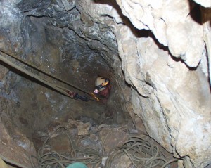 Not for the feint-hearted! After getting through the first entrance, you must worm yourself down this 10-m deep vertical shaft to actually get into the cave